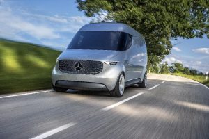 Mercedes-Benz Vision Van - Exterieur: Vollelektrische Fahrzeugstudie Vision Van mit bis zu 270 km Reichweite, vollautomatisiertem Laderaum und integrierten Lieferdrohnen
