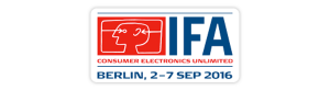 Die IFA ist die global führende Messe für Consumer Electronics und Home Appliances. Sie findet vom 2. bis 7. September 2016 auf dem Berliner Messegelände (ExpoCenter City) statt. Zusätzlich wird erstmals IFA Global Markets vom 4. – 7. September 2016 in der Station Berlin das Ausstellungs- und Informationsangebot für Fachbesucher und Experten erweitern.
