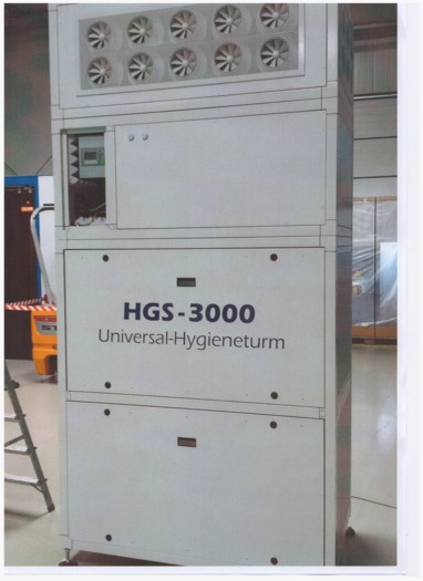 Durch Verwendung von Normgeometrien ist die Aufnahme variabel gestaltet. Der Universal-Hygieneturm LH-HGS 3000 kann so verschiedene Filterarten und Filterklassen sowie Ozongeneratoren und Ionisatoren aufnehmen. (Bild: Steinicke)